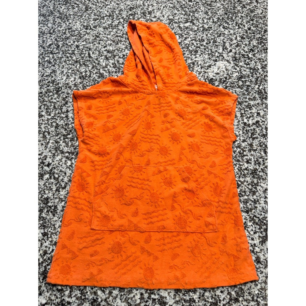Wonder Nation Terry Cloth Swim Cover Up Kids 4T Orange Sun Pattern Beach Pool